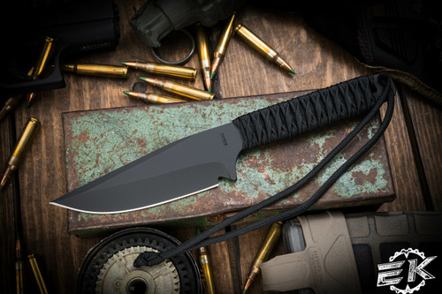 Mick Strider Knives Fixed Blade Cord Wrapped 4.5" Drop Point Black