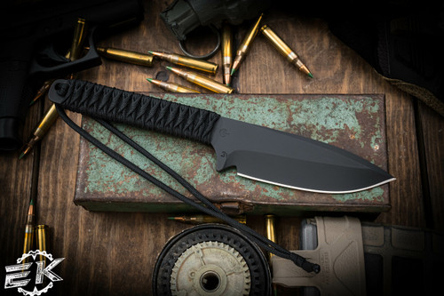 Mick Strider Knives Fixed Blade Cord Wrapped 4.5" Black Drop Point 