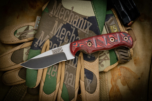 Dawson Knives Deep Notch Fixed Blade Red Black G10 3.25" 3V (Preowned)