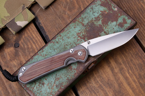 Chris Reeve Knives Large Sebenza 31 Left-Hand Natural Canvas Micarta Knife 3.6" S45VN Drop Point L31-1213 (Preowned)