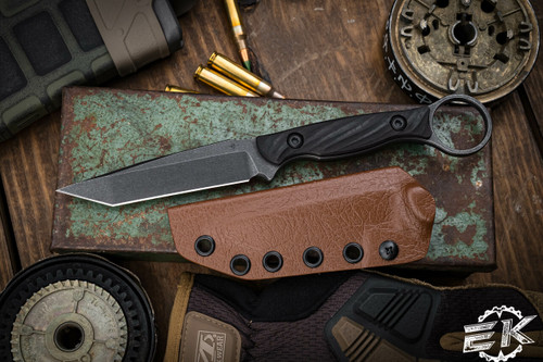 Toor Knives Serpent Outlaw Ebony: Fixed Blade Knife 3.75" Tanto Black Oxide | EKnives