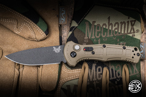 Benchmade Mini Claymore Automatic Folding Knife Ranger Green Grivory 3" D2 Drop Point Black 9570BK-1
