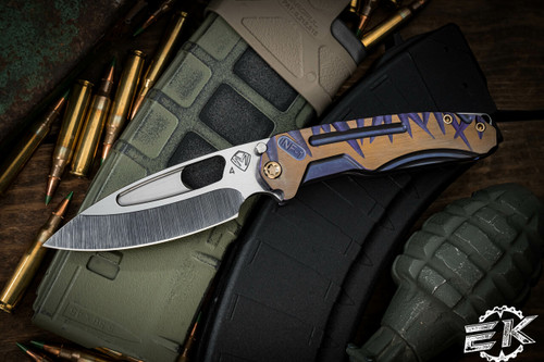 Medford Infraction Folding Knife Violet/Bronze Titanium Sculpted "Show Lights" 3.6" Drop Point