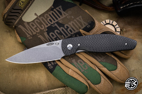 Three Rivers Manufacturing ATOM Folding Knife Contoured Carbon Fiber 3.5" Drop Point MagnaCut