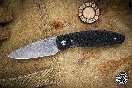 Three Rivers Manufacturing ATOM Folding Knife Jet Black Flat G10 3.5" MagnaCut Drop Point