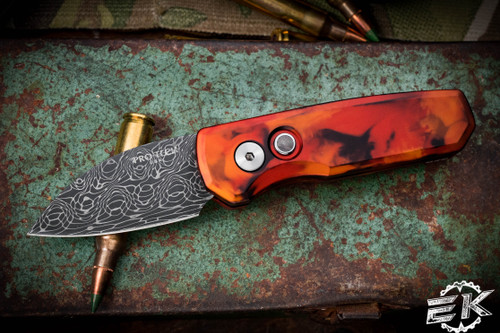 ProTech Runt 5 "Del Fuego" Automatic Knife 1.9" Damascus  Wharncliffe  R5301-DF