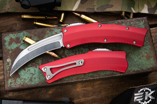 Heretic Knives "Roc" Red OTF Automatic Knife 3" Stonewash H060-2A-RED