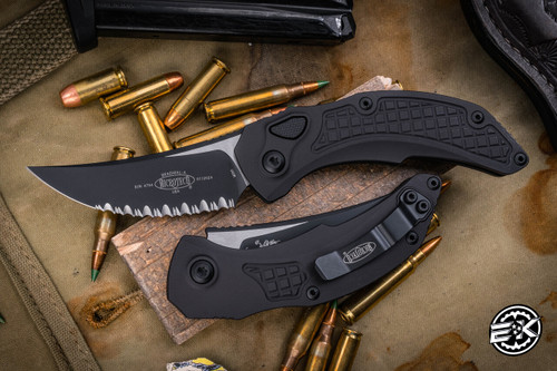  Microtech/Bastinelli "Brachial" Automatic Folding Knife 3.5" Persian Black Serrated 268A-3T 