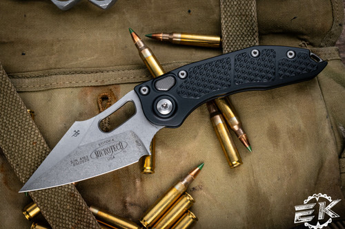 Microtech/Borka "Stitch" Auto Folding Knife 3.75" Stonewash 169-10 (Preowned)