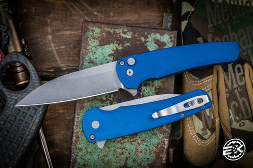 ProTech Malibu Manual Flipper Button Lock Knife Blue 3.25" MagnaCut Wharcnliffe 5301-Blue