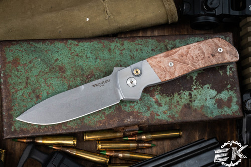 ProTech Terzuola ATCF 009 Custom 416 Stainless Steel w/ Maple Burl Inlay 3.5" MagnaCut Stonewash