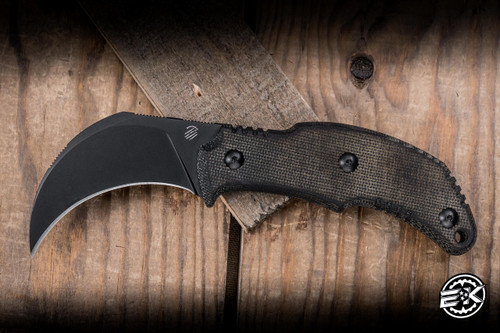 Bastinelli Knives Primal Fixed Blade Knife Black Canvas Micarta 2.5" N690 PVD