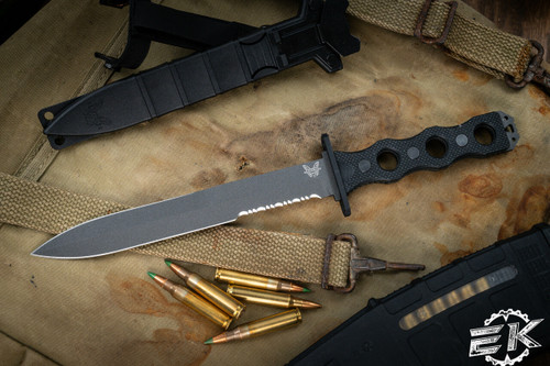 Benchmade SOCP Fixed Blade Knife Black G10 7.1" 3V Dagger Serrated Black 185SBK