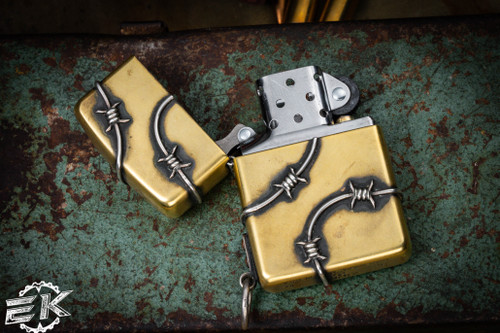 Sergey Rogovets Custom Zippo Lighter Brass Barbwire 