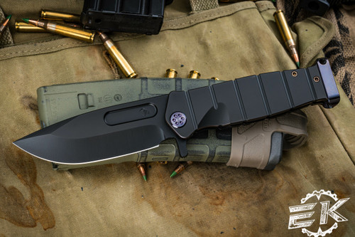 Medford USMC FF Fighter Flipper Knife PVD w/ Violet Pinstripe 4.25" Black PVD