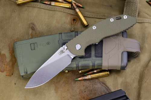 Rick Hinderer Knives XM-18 3.5" Non Flipper OD Green G10, Slicer Stonewash 