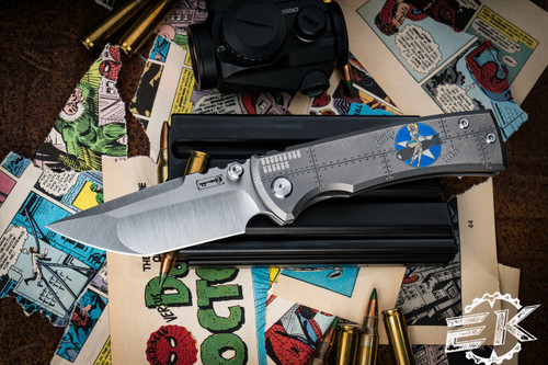 Chaves Knives Ultramar Redencion Street "Lady Luck Bombers" Titanium Folding Knife 3.25" Tanto  #EK02