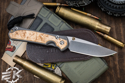 Chris Reeve Knives Small Sebenza 31 Left Hand Box Elder Inlay 3" S45VN Drop Point S31-1109