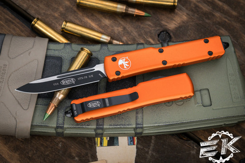 Microtech UTX-70 OTF Automatic Knife Orange 2.4" Drop Point Black 148-1OR