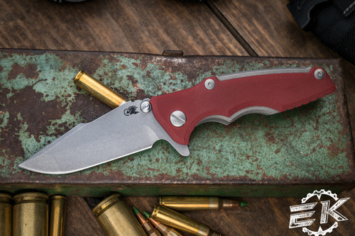 Rick Hinderer Knives XM-18 3.0" Spanto Knife Red G10, Working Finish 