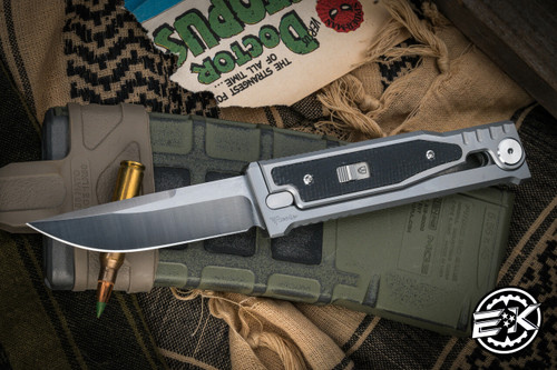 Reate EXO-M OTF Gravity Knife Titanium/Black Micarta 2.95" Drop Point Satin