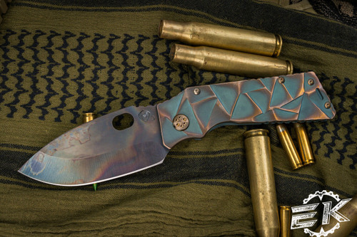Medford TFF-1 Tactical Fighting Folder Knife Bronze "Stained Glass" Sculpted Titanium 4.0" Vulcan