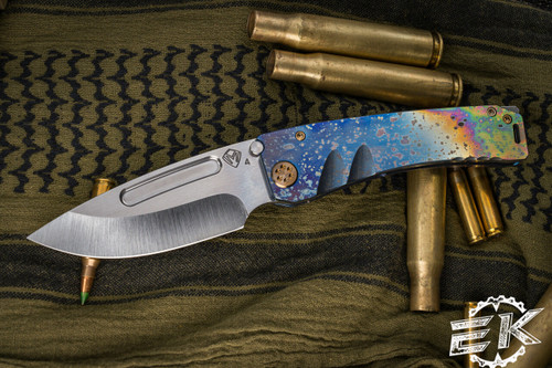 Medford Marauder H Folding Knife Flamed "Solar Flare" Titanium 3.75" Drop Point Tumbled