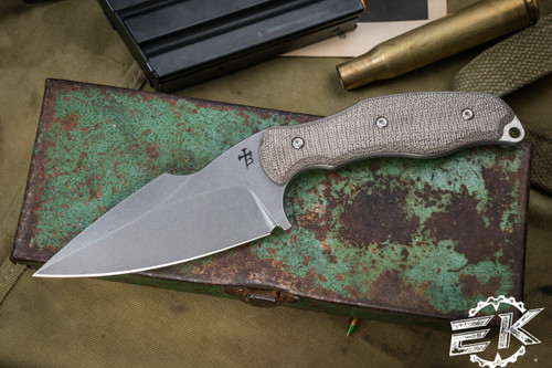 Borka Blades SB1 Green Micarta Fixed Blade Knife 4" M390 Stonewash (Preowned)