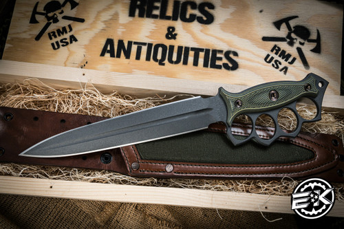 RMJ Tactical Lady Death Trench Knife Dirty Olive G10 9.63" MagnaCut Dagger 