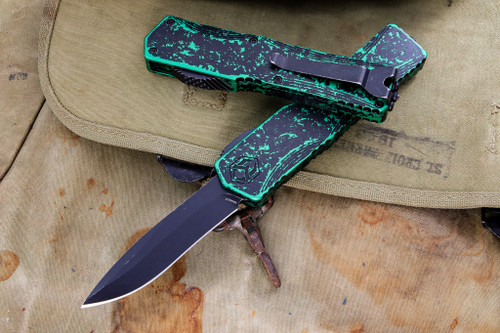 Heretic Knives "Colossus" Breakthrough Green USN Show Special Battleworn Black 3.5" Recurve