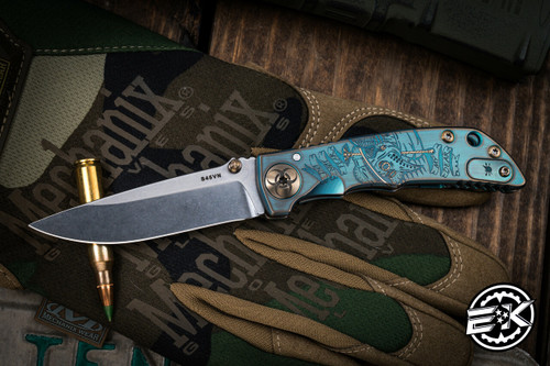 Spartan Blades Custom SHF Harsey Folder Knife "Plague Doctor" Titanium 3.25" Stonewash