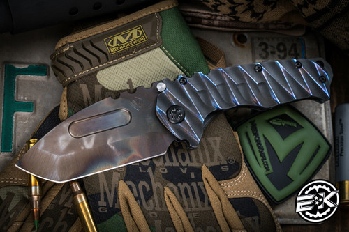 Medford Praetorian T Folding Knife PVD "Lightning" Sculpted Titanium 3.75" Vulcan Tanto