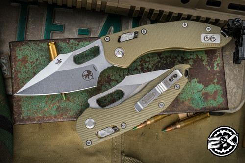 Microtech/Borka Blades Stitch Ram-Lok Manual Folding Knife OD Green Fluted G10 3.75" Stonewash 169RL-10FLGTOD	