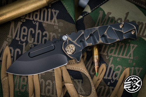 Medford Micro Praetorian T Folding Knife PVD/Bronze Sculpted "Stained Glass" Titanium 2.9" Drop Point PVD