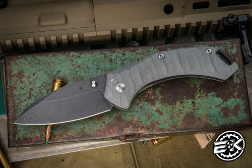 Toor Knives XT1 Charlie Folding Knife Stealth Gray G10/Titanium 3.25" Drop Point Black Stonewash