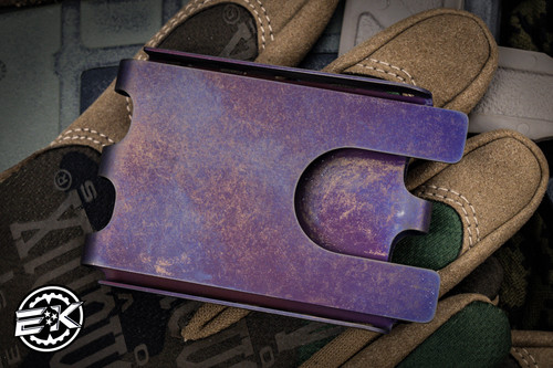 Chaves Knives Ultramar Ti Fold Wallet/Money Clip - Titanium Purple Distressed