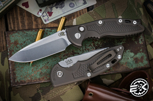 Rick Hinderer Knives XM-18 Auto Folding Knife Battle Bronze Titanium 3.5" Spearpoint Stonewash