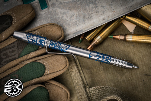 Borka Blades/Ti2 Techliner Shorty 5" Titanium Satin "Blue Borka Skulls" Magnetic Cap (Preowned)