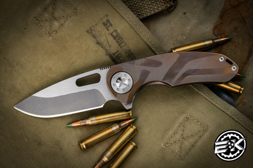 Curtiss Knives F3 Medium Slicer Flipper Bronze Stonewash Titanium 3.25" S45VN Blasted