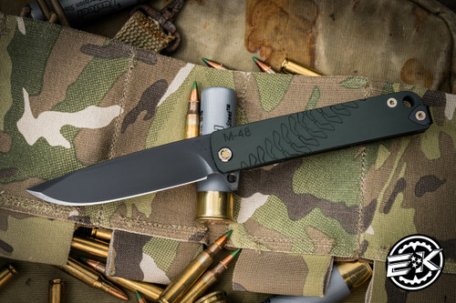 Medford M-48 Flipper Knife Green Aluminum/PVD Titanium 3.9" Drop Point PVD 