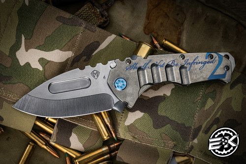 Medford Praetorian T Folding Knife "2nd Amendment" Tumbled Titanium 3.75" Drop Point