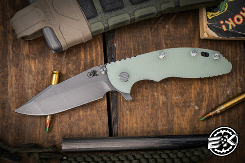 Rick Hinderer Knives XM-18 Knife Translucent G10 3.5″ Battle Blue Harpoon Spanto