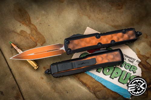 Microtech Daytona Weathered Oranger Bubble Inlay OTF Automatic Knife 3.1" Dagger Orange -Blade Show West Special