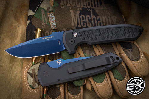 ProTech Rockeye Automatic Folding Knife Textured Black 3.375" Sapphire Blue  LG307-SB
