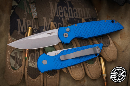 ProTech TR-3 X1 Tactical Response Automatic Folding Knife Blue Fish Scale 3.5" Stonewash TR-3X1