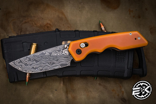 A2D Attn2Detail Mercantile Medium Barlock Vintage Paper Micarta 3" Drop Point Damascus 