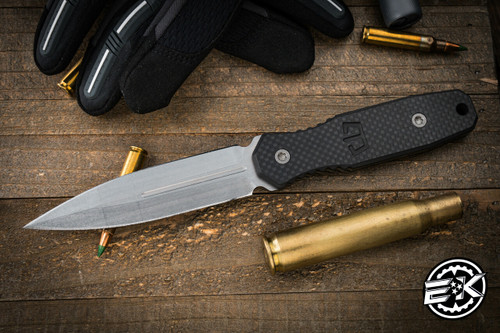 Blackside Customs Phase 7 SDM (Size Does Matter) Fixed Blade Knife Carbon Fiber 4.5" MagnaCut Dagger Stonewash