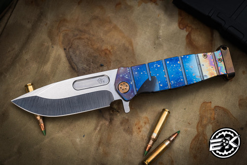 Medford USMC FF Fighter Flipper Knife Flamed "Solar Flare" Titanium 4.25" Drop Point Tumbled