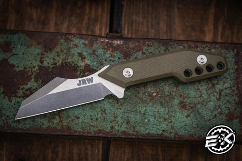 JRW Knives Traitor OD Green Fixed Blade 2.75" Wharncliffe MagnaCut Stonewash (Preowned)