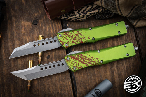 Microtech Combat Troodon Zombie Hellhound/Warhound Knife Set 3.8" Stonewash  219-13SETZTS (Preowned)